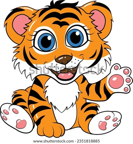Cute tiger illustration, Tiger isolated vector.