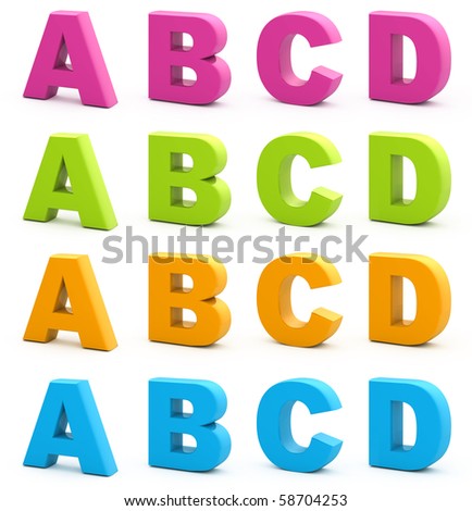 Colorful Alphabet. Set Of 3d Letters Isolated On White. Part 1 Of 6 ...