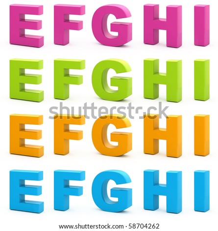 Colorful Alphabet. Set Of 3d Letters Isolated On White. Part 2 Of 6 ...