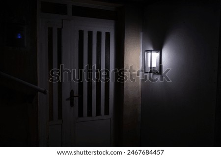 Similar – Image, Stock Photo Gate entrance at night with shadow