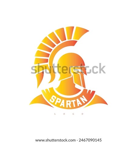 Majestic Spartan Helmet Logo with Elegant Ribbon - Symbolizing Valor and Honor in Battle