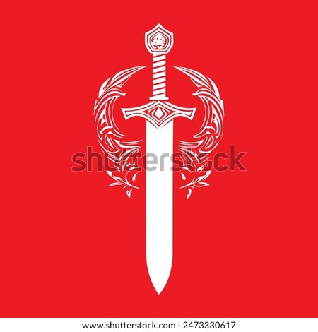 Elegant Sword Emblem with Laurel Wreath: Triumph and Honor in Design