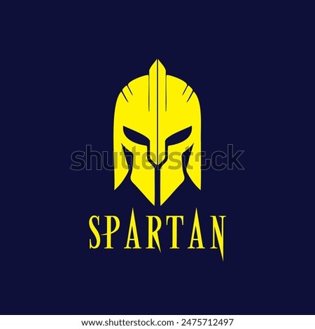 Bold Spartan Helmet Logo Design on Deep Blue Background