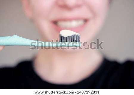 Image, Stock Photo Toothbrush with toothpaste