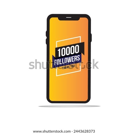 Thanks for 1000 followers to subscribe  Congratulation card design for mobile screen celebrates a many large number of subscribers. Orange color background.