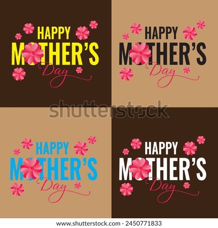 Bundle of card. Happy Mother's Day lettering. Mom calligraphy vector illustration. Mother's day card with red roses for social media post. isolated on multiple colors 
