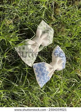 Similar – Image, Stock Photo Wool bands / wool rings for controlling oak processionary moths on an oak tree