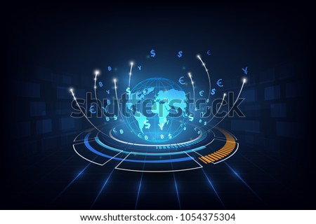 Money transfer. Global Currency. Stock Exchange. Stock vector illustration.