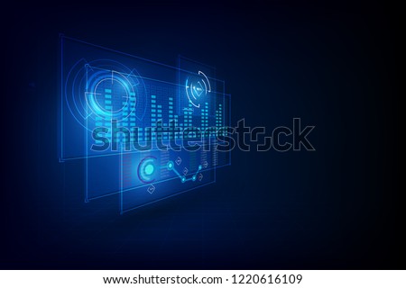 hud interface ui template cyber innovative concept. Holographic 3d UI design, technical illustration