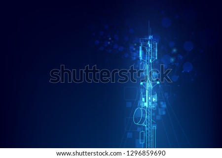Antenna transmission communication tower vector background concept