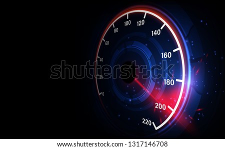 Speed motion background with fast speedometer car. Racing velocity background.