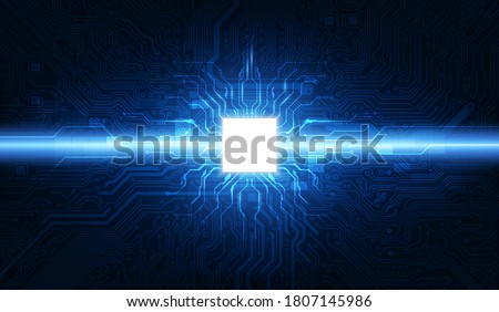 Abstract technology chip processor background circuit board and html code,3D illustration blue technology background vector.