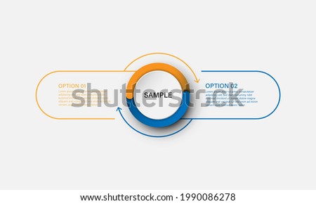 Vector infographic template with circle and thin line label with number element. Business concept with 2 options.