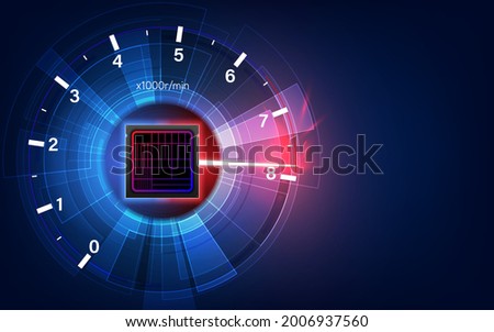 Overclocking the CPU clock speedometer. hi tech circuits fantastic absract backgroun.
