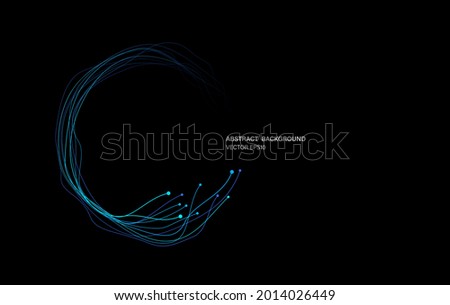 Block chain network circle ring movement line in blue light concept, vector illustration