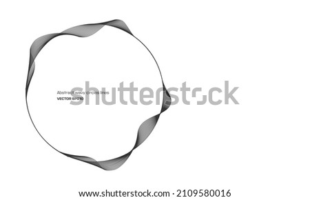 Vector abstract circles lines wavy in round frame black isolated on white background with empty space for text