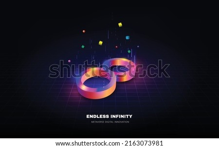 Endless infinity sign of virtual reality metaverse digital innovation game or internet future online simulation media cyber