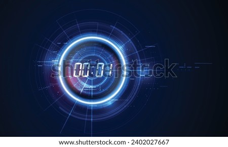 Abstract Futuristic Technology Background with Digital number timer concept and countdown, vector transparent