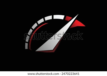 Auto speed rev icon. RPM performance logo. Full throttle accelerate emblem. Speedometer dial symbol. Vector illustration.