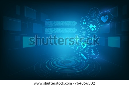 hud interface virtual hologram future system health care innovation concept background