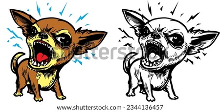 little angry chihuahua dog barks, vector drawing