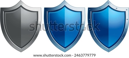 knight's shield in blue color, vector drawing