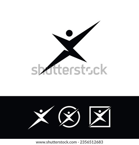 vector, set, letter x abstract, human, running, person, success, leader, founder, ceo