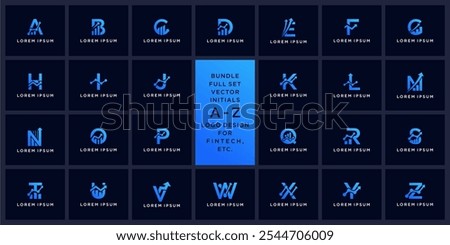 Special bundle set vector abstract letter A - Z fintech logo design.