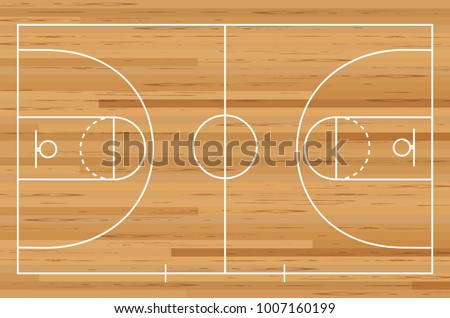 Basketball court floor with line on wood texture background. Vector illustration. Foto d'archivio © 