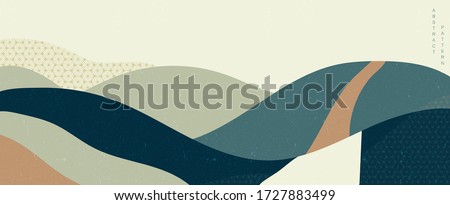 Abstract background in oriental style. Natural elements banner. Geometric pattern with Japanese style vector. Art landscape template. Mountainous forest layout design.
