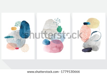 Abstract art background with Japanese wave pattern vector. Watercolor painting brush texture decoration with art acrylic poster design. 
