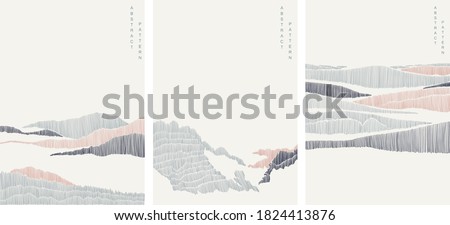 Natural landscape with line pattern vector. Abstract art background with Mountain forest template.