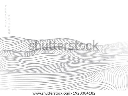 Abstract landscape background with white and grey  Japanese wave pattern vector. Ocean sea art with natural template. Banner design and wallpaper in vintage style.