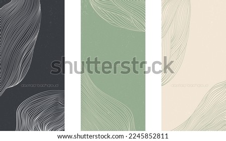 Hand drawn line element with absract a pattern vector. Oriental Black and green banner design, flyer or presentation in vintage style. Mountain landscape background.