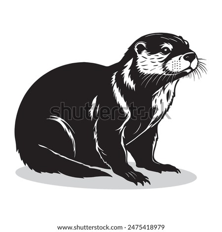 Otters outline and symbols. Dark level variety basic exquisite white foundation Otters birds vector and silhouette icon.