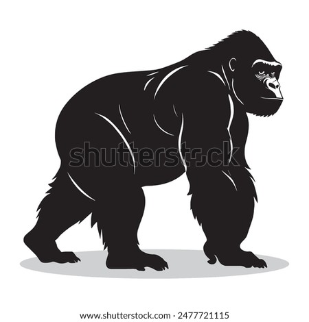 Gorilla outline and symbols. Dark level variety basic exquisite white foundation Gorilla animal vector and silhouette icon.