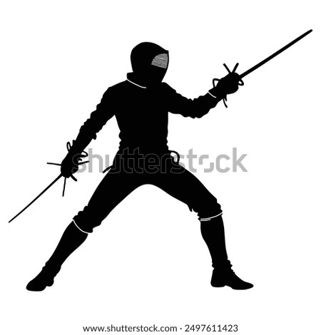 Fencing outline and symbols. Dark level variety basic exquisite white foundation Fencing sports vector and silhouette icon.