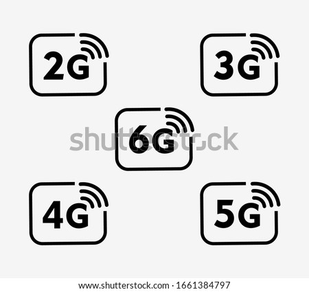 2G, 3G, 4G, 5G & 6G Vector Icons

