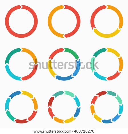 Vector circle arrows for infographic. Template for diagram, graph, presentation and chart. Business concept  with  1,2,3, 4, 5, 6, 7, 8,9  options, parts, steps or processes