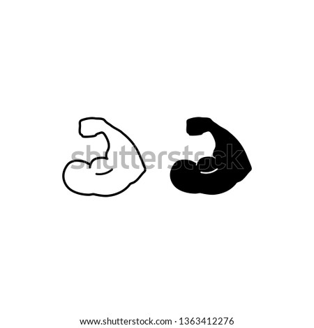 Muscle line and glyph icon, bodybuilding and sport, power sign, vector graphics, a linear pattern on a white background