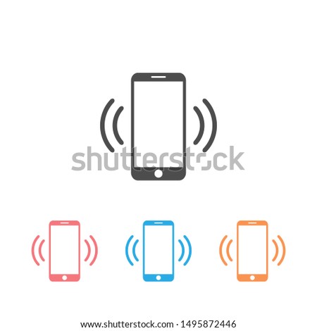 Mobile phone vibrating or ringing flat vector icon set for apps and websites