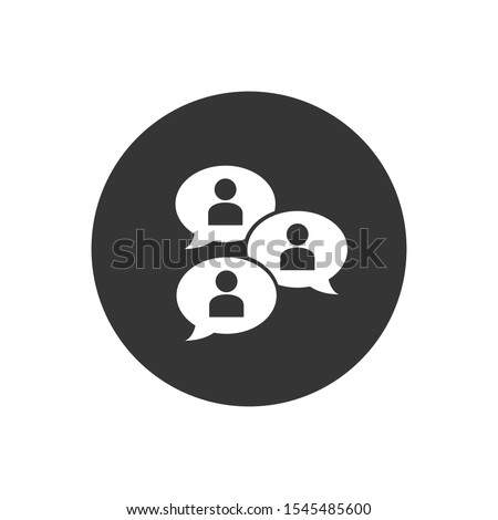 Group chat bubbles or forum discussion with multiple people chatting flat vector icon for apps and websites