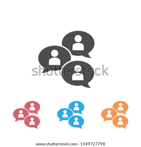 Group chat bubbles or forum discussion set icon with multiple people chatting flat vector icon for apps and websites