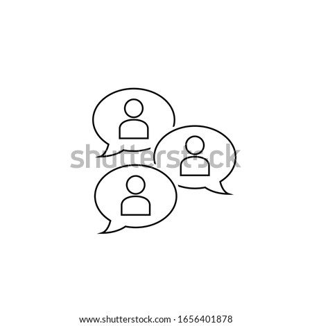 Group chat bubbles or forum discussion with multiple people chatting flat vector line icon for apps and websites