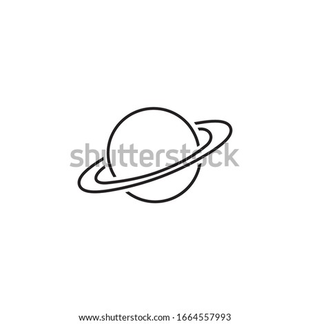 Saturn line icon in flat style. Planet vector illustration on white isolated background. Galaxy space business concept