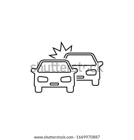 Crashed Cars vector line icon on white