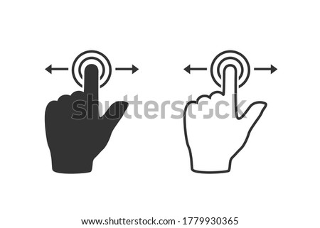 Gesture touch slide vector line icon set, Gesture slide vector icon