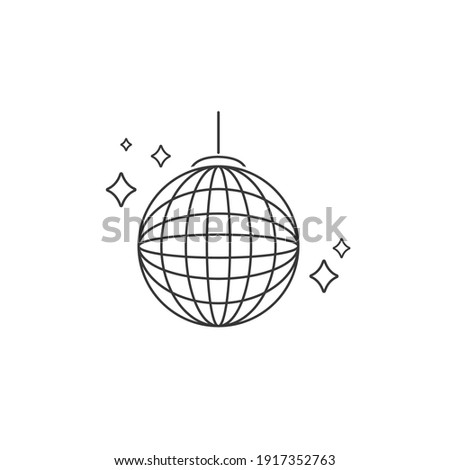 Vector party ball line icon in flat sign