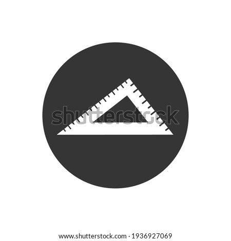 Ruler vector white icon in flat style. Vector illustration