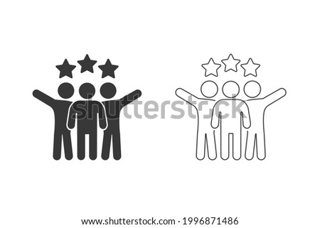 Friends vector icon set men, group illustration. Successful people businessmen with stars icon